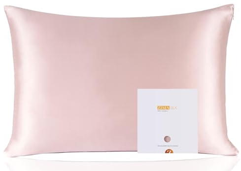 ZIMASILK Kissenbezug aus 100% Maulbeerseide für Gesundheit von Haar und Haut, weich und glatt, beidseitig hochwertige 6A-Seide, Fadenzahl 600, mit verstecktem Reißverschluss, 1 Stück (50 x 75cm)