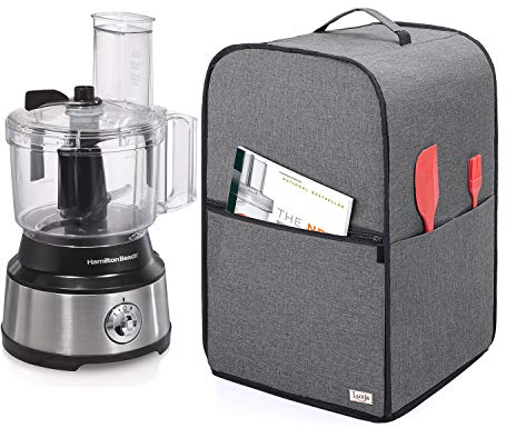 Luxja Food Processor Cover for Cuisinart and Hamilton Beach 8-10 Cup Processor, Food Processor Dust Cover with Accessories Pockets, Gray