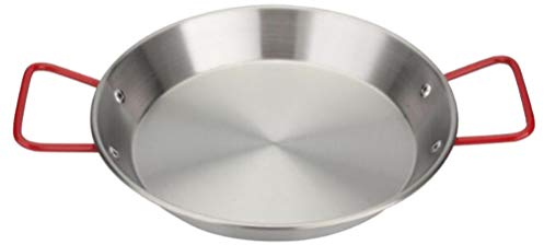 DOITOOL Non Stick Frying Pan 28cm Carbon Steel Paella Pan Restaurant Grade Silver Stainless Steel Fry Pan Induction Compatible