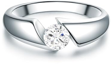 Trilani Damen Spann-Ring aus 925/- Sterling Silber mit Zirkonia im Brillantschliff Verlobungsring Antragsring