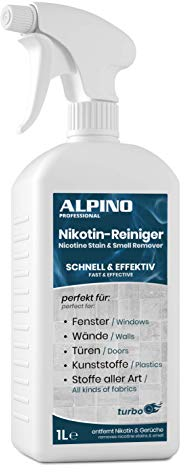ALPINO Nikotinentferner Spray 1000ml | Entfernt Nikotin Gerüche und Ablagerungen rückstandslos | Made in Germany | Nikotinreiniger, Rußentferner, Heizkörper reinigen, Fensterrahmen Reiniger