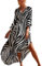 Bsubseach Long Half Sleeve Kaftan for Women Plus Size V Neck Swimsuit Coverups Summer Beach Dress Zebra Print