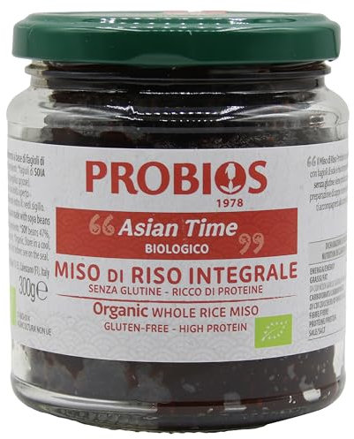Probios Miso Di Riso Bio - Miso Non Pastorizzato - Pasta Fermentata Tradizionale Giapponese Per Zuppe e Brodi Vegetali - Senza Glutine - Colore Marrone, 300g