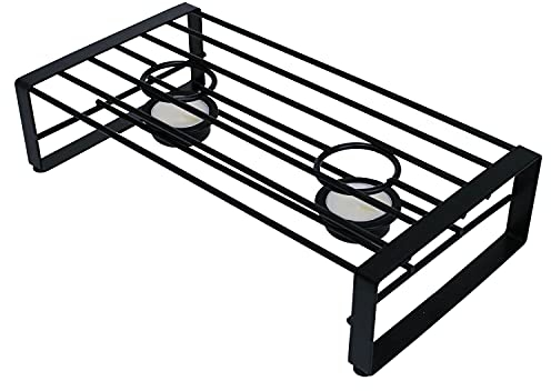 TRTO Double Flat Iron Tealight Candle Food Warmer Chafing Dish Buffet Warming Stand