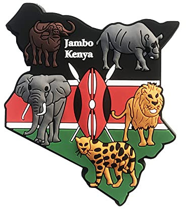 Kenya Animals 3D Map Fridge Magnet Souvenir Gift,PVC Handmade Kenya Refrigerator Magnet Home & Kitchen Decoration Collection