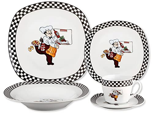 Quadratisches Geschirr-Set aus Porzellan, 20-teilig