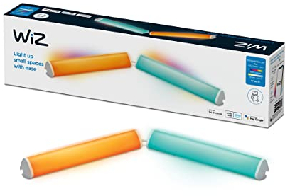 WiZ Tunable White and Color Lightbar Doppelpack (400 lm), RGB LED-Lightbar mit 16 Mio. Farben oder warm- bis kaltweißem dimmbarem Licht, smarte Lichtsteuerung über WLAN per Stimme/App, weiß, 2er Pack