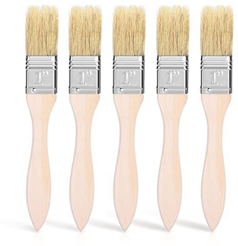 5Pcs Pennello Cucina, Spazzola da Pasticceria in Legno con Manici in Legno Duro per Barbecue Burro Grill Barbecue Baster Marinata Cibo da Cucina