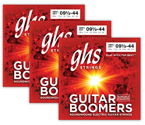 GHS STRINGS - GUITAR BOOMERS GB9 1/2 (Paquete de 3) - 9.5-44 (Extra Light Plus) Cuerdas para guitarra eléctrica