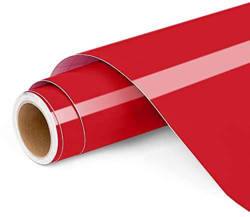 Rouleau de vinyle autocollant permanent pour Cricut et Silhouette Cameo, 30,5 x 1,2 m, rouge pour décoration de fête, autocollants de fenêtre, décoration d'intérieur