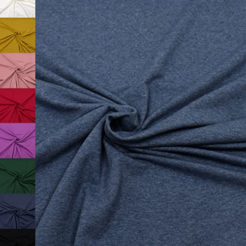 MAGAM-Stoffe Finn Jersey Stoff uni Oeko-Tex Meterware 50cm (39. Dunkelblau meliert)