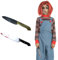 Carnavalife Chucky Scream Messer mit Lügenblut für Halloween-Kostüm, Chucky für Kinder und Erwachsene, 2 Stück