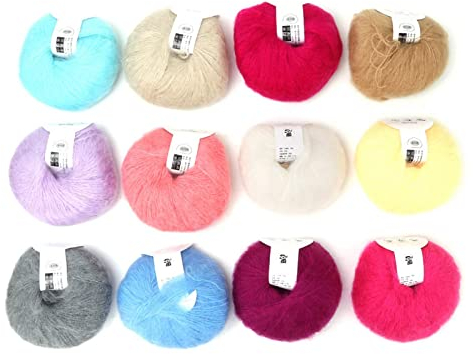 Serlium Wollgarn Zum Stricken,12 Farben Weiches Garn Häkeln, Handwaschbar Langes Diy-Schal Häkelgarn,Strickwolle für Bastelprojekte