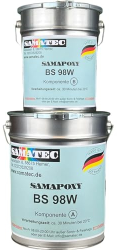 SAMATEC 2K Epoxidharz Bodenbeschichtung Bodenfarbe Garagenfarbe Betonfarbe - große Auswahl an RAL Farben - SamaPoxy BS98W 5Kg (RAL 7035 Lichtgrau)