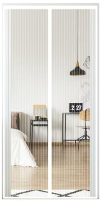 FIOVIP Porta magnetica per zanzariera, 80x250cm Tenda, chiusura automatica, facile installazione senza fori, zanzariere magnetiche per ingresso/balcone, ecc. (poliestere, Bianco)