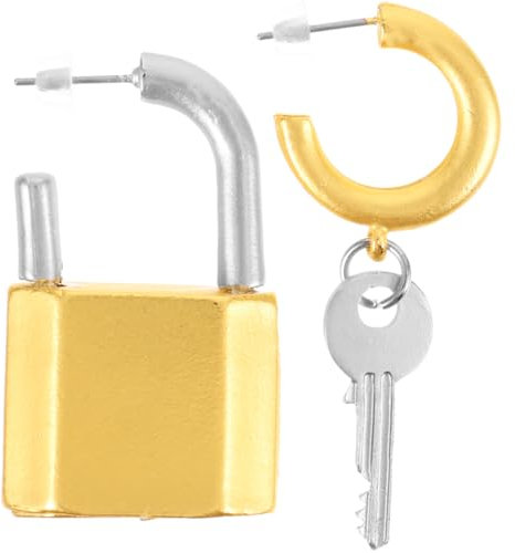 SHERCHPRY Pendientes Con Cerradura De Llave Pendientes Key Para Mujer Pendientes Creativos De Mujer Pendientes Dorados Divertidos Para Fiestas De Damas Niñas