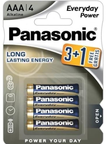Panasonic Everyday LR03/AAA Lot de 3 + 1 Piles sous Blister