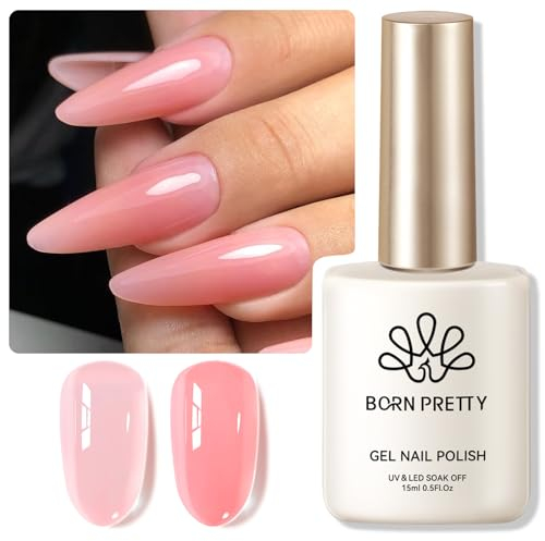 Born Pretty UV Nagellack Milky Jelly Haut Rose 15ml - Gel Nagellack UV Orange Rosa Transparent Natur Schellack Nagellack UV LED Soak off Manicure Gel Lacquer Varnish 75% Milchgelee