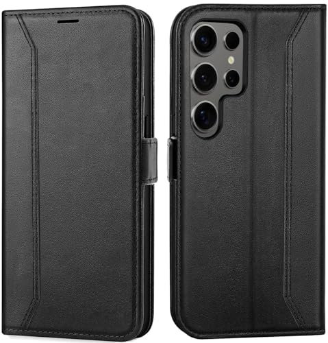 Verco Custodia a libro per Samsung Galaxy S24 Ultra, di alta qualità, per Samsung S24 Ultra 5G, colore nero