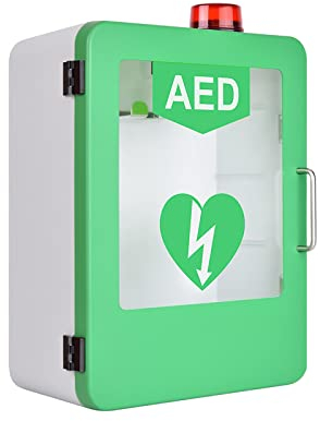 AED-Defibrillator-Aufbewahrungsschrank, An Der Wand Befestigter Herz-Defibrillations-Alarmkasten Aus Stahl, Erste-Hilfe-Schrank Mit Alarmsystem, Doppelschaltersteuerung