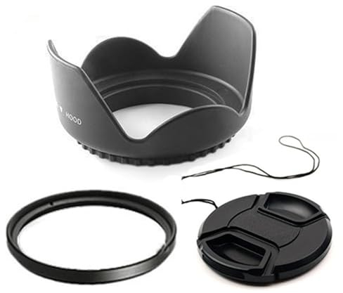 77mm 77mm paraluce fiore + filtro UV + copriobiettivo for Canon, for Nikon 70-200,24-70,24-105 DSLR