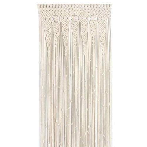 Boho Door Curtain - White Bohemian Curtain, Boho Tapestry Drapery | Cotton Thread Hanging Curtain with Bohemian Tassels, Macrame Tapestry Wall Hanging for Living Room Drawing Room, 100x200cm