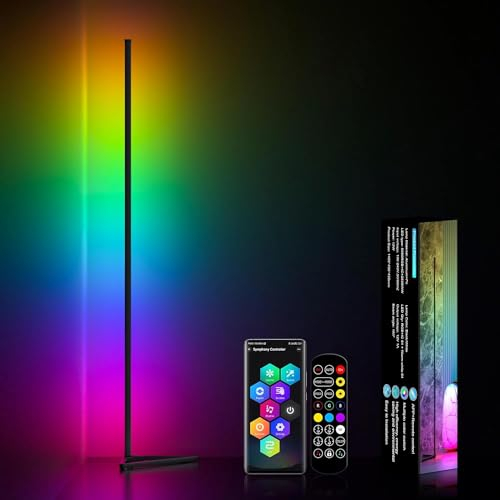 MIWATT LED Stehlampe Wohnzimmer, 140cm Ecklampe RGB Dimmbar mit Fernbedienung und APP, 16 Millionen Farben, Musikmodi, DIY-Modus & Timing -Funktion für Schlafzimmer, Spielzimmer, Büro, Lesesaal