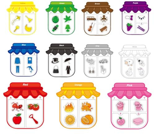 Juego De Clasificación Magnética con Reconocimiento De Color De 11 Piezas, Imanes Educativos para Pizarra Blanca De Refrigerador, Imanes De Refrigerador A Juego De Colores para Niños, Pegatinas
