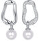 AVYRING Perlen Ohrringe Hängend, 925 Sterling Silber Ohrringe für Damen, Geometrische Diamant Ohrstecker, Eleganter und Feiner Schmuck für Bräute Brautjungfern Hochzeit