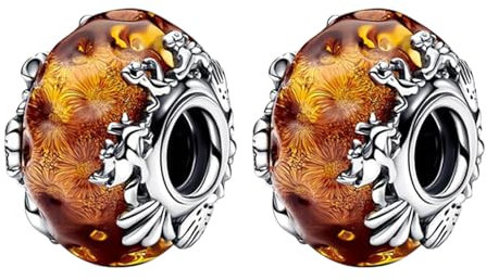 Annmors 925 Sterling Silber Spacer Charms Anhänger für Europäische Armbänder Halskette 2Pcs Lion Murano Glass Spacers mit 5A Zirkonia,Weihnachten,Muttertag,Geschenk anhänger für Frauen Mädchen