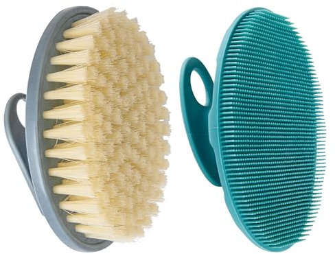 INNERNEED Weiche Silikon-Körperreinigungsbürste Duschschrubber, mit PP-Duschbürste für Cellulite-Behandlung, Lymphdrainage und Durchblutungsverbesserung