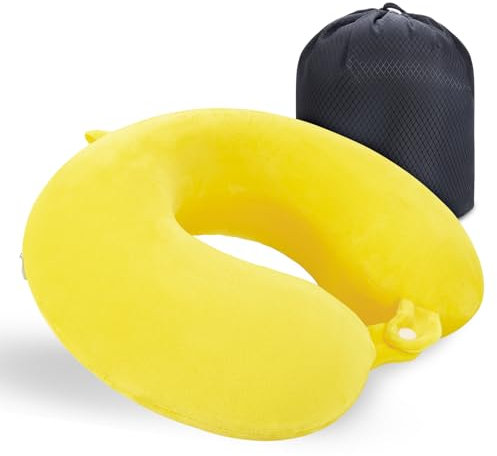 KAIRNOBLE Travel Pillow for Rest Neck Pillow for Airplane Flight Pillow Memory Foam Travel Pillows Neck Cushion Compact Lightweight Quick Pack (Yellow)