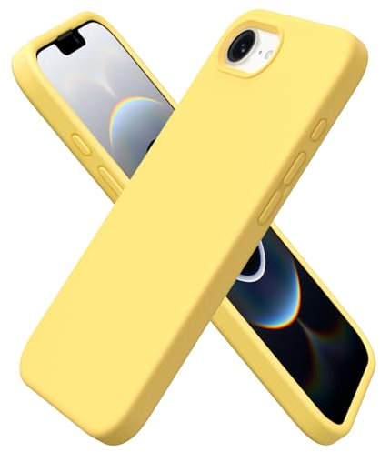 ORNARTO Compatible with iPhone 16e Case (2025), Slim Liquid Silicone 4 Layers Full Covered Soft Gel Rubber 16e Phone Cases Cover-Lemon Yellow