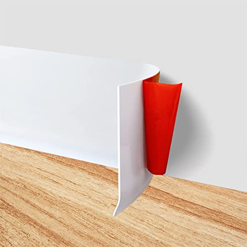 Rodapié flexible para baño, dormitorio, cocina, oficina, zócalos de vinilo de goma blanca (10 m)