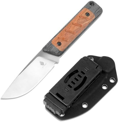 Kizer Smolt couteau fixe avec fourreau, 2,93 154CM acier micarta & poignée Mkuruti, Drop-Point couteau fixe, couteau EDC compact pour hommes et femmes, couteau de poche de camping 1063C1