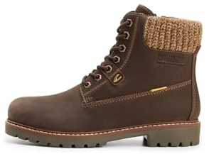 camel active Damen Leder Schnürboot mit Strickdetail
