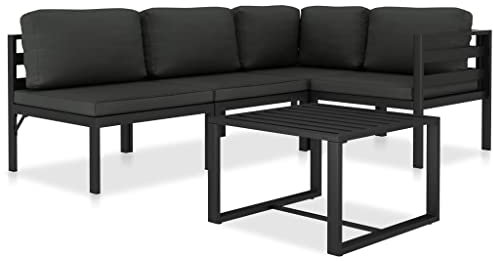 5-TLG. Garten-Lounge-Set mit Kissen Aluminium Anthrazit,Aluminium Gartencouch & LoungeSet Modular & Wetterfest Gartenmöbel