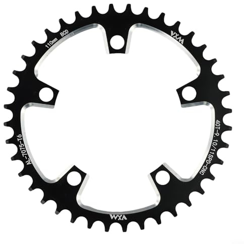 HEBEOT Corona rotonda per bici da strada, ruota singola 110BCD, 5 bulloni, 36 denti, 38 denti, 40 denti, in lega di alluminio, corona singola rotonda per bici da strada (40T)
