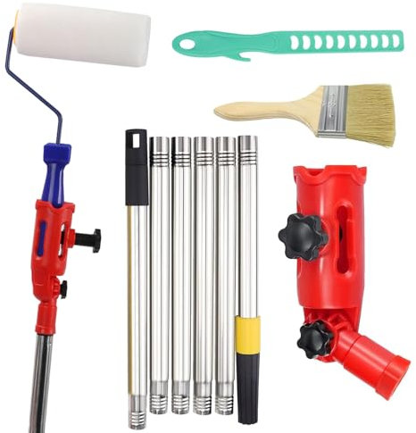 LZEXIN Multi-Angle Paint Brush Extender Holder, 1.5m Extendable Paint Brush with Extension Pole, Paint Brush Kit with Paint Roller Brush, Paint Stirring Stick Suitable for Most Rollers Brushes