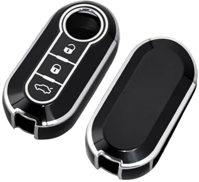 Voiture Garniture Pour Citroen Porte-clés de voiture Housse de porte-clés de voiture en cuir Accessoire Voiture Interieur(Black silver)