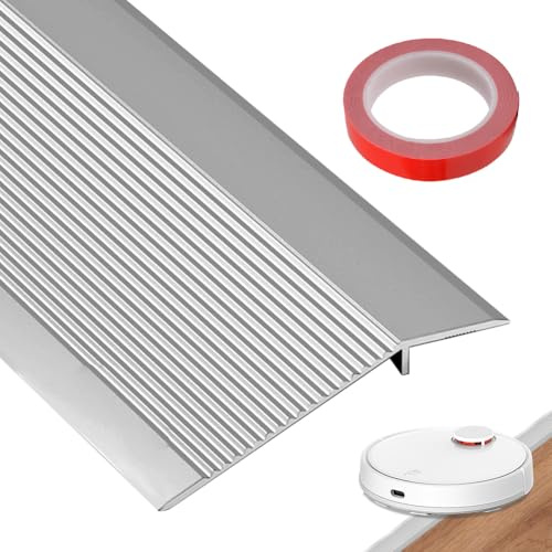 0.9m*10cm Aluminium-Bodenübergangsstreifen-Bodenreduzierer,Übergangsleiste Türleiste Boden Abschluss Anpassungsprofil, überbrücken die Höhe zwischen 8-40 mm(Mattsilber)