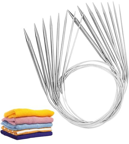 LNSYSNS 9 Pièces Tricot Aiguilles Circulaires, 80 cm, Acier Inoxydable Aiguille Circulaire Tricot, Double Pointe Aiguille a Tricoter, 2/2,5/3/3,5/4/5/6/7/8 mm, pour Tricoter Écharpes et Pulls