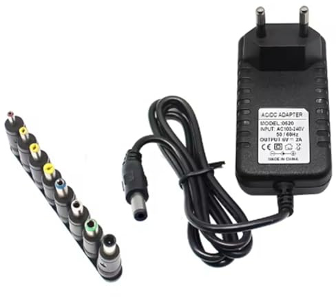 Koolenry AC 100V-240V DC 6V 2A Adaptateur d'alimentation Chargeur Adaptateur AC CC Adaptateur DC Convertisseur EU Plug avec 8pcs Connect Pild