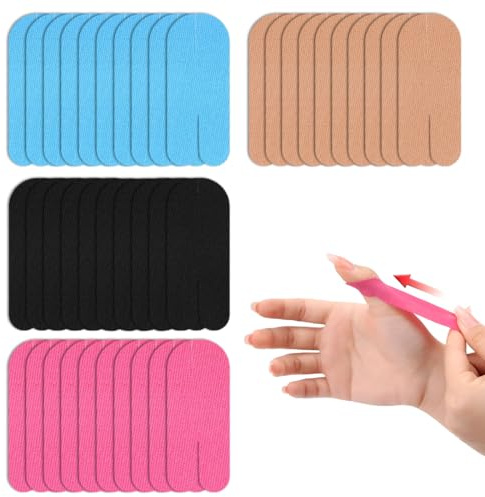 40 Stück Finger Tape, Daumen Bandage Daumen Vorgeschnittenes DaumenstüTzband Kinesiologie-Patches, Aufkleber Daumenschutzband DaumenunterstüTzungsband (Schwarz/Blau/Rosa/Braun)