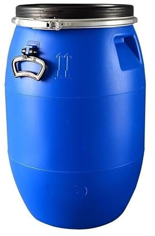 BAKULI Bidon d'eau Multifonction Plastique Bleu Type Fût Grande Capacité Et Qualité Alimentaire avec Couvercle Anneau Fermeture Facile Transporter(60L)
