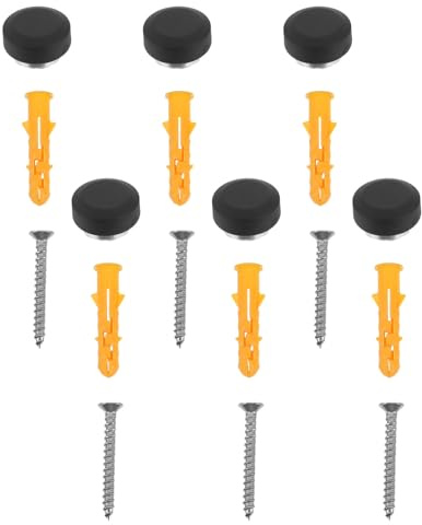SOIMISS Lot de 6 Pinces Suspendre Noires pour Miroirs sans Cadre 4,5-6 Mm en Alliage Haute Résistance Fixation Murale par Vis et Chevilles, Support Sécurisé pour Panneaux de Verre