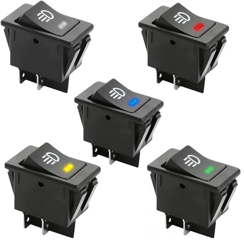 Beiyan 5 Stück 35A 12V KFZ Schalter Wasserdicht Beleuchtet LED 4 Polig, Kippschalter 12v Beleuchtet für Wohnmobil, Anhänger, Wohnmobil, Boot