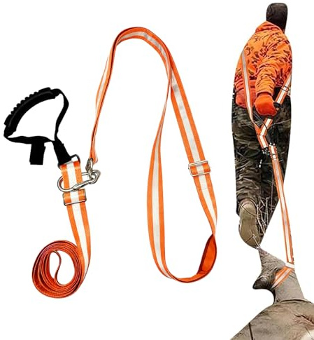 Deer Drag System – Orangefarbenes Sicherheitsgeschirr, Langlebige Gurtkonstruktion, Einfach Zu Verbindendes Design, Wildtransportgeschirr Für Unwegsames Gelände, Jagdausrüstung | Perfekt Für Die Feldb