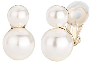 Traveller Ohrclip - Damen - Doppel-Perle - 8 & 12 mm - Creme - Goldfarben - 22kt Vergoldet - 20x12 mm - 113120