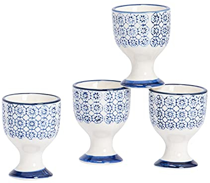 Nicola Spring Handgedruckte Eierbecher - 5,5cm - Marine - Pack Von 4